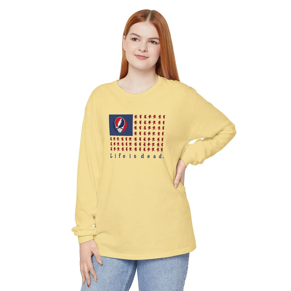 Grateful Dead - Stealie & Bears Flag Vineyard Collection Garment-Dyed Long Sleeve - StealieShop